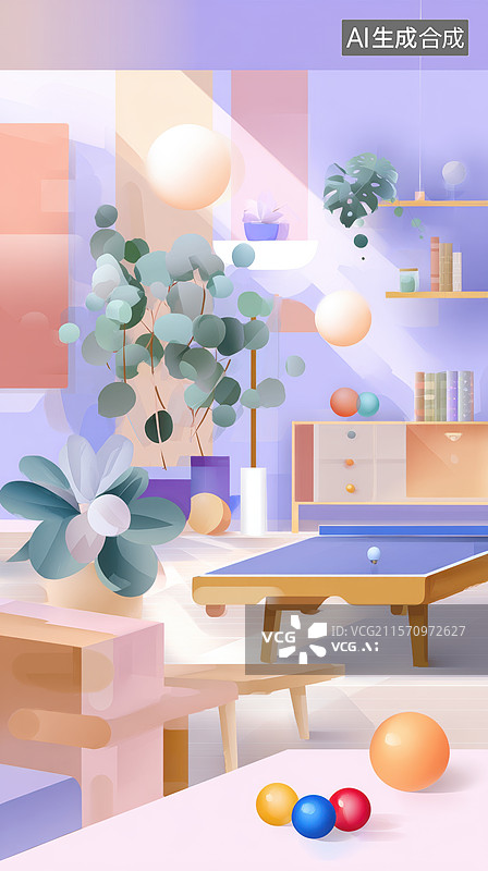 【AI数字艺术】现代室内设计中的台球桌图片素材