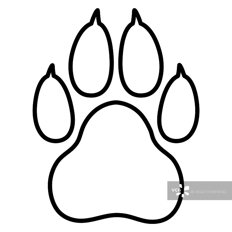 孤立的狼爪印轮廓图片素材