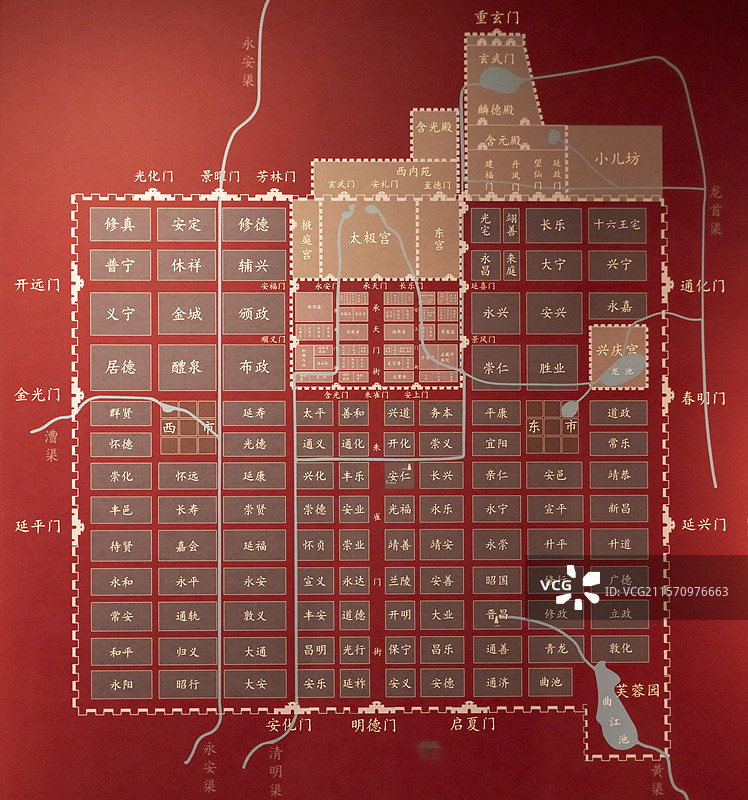 唐长安城复原图 闵行文化博物馆图片素材