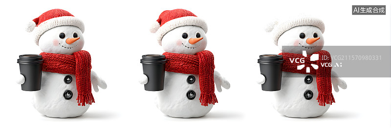 【AI数字艺术】雪人喝咖啡图片素材