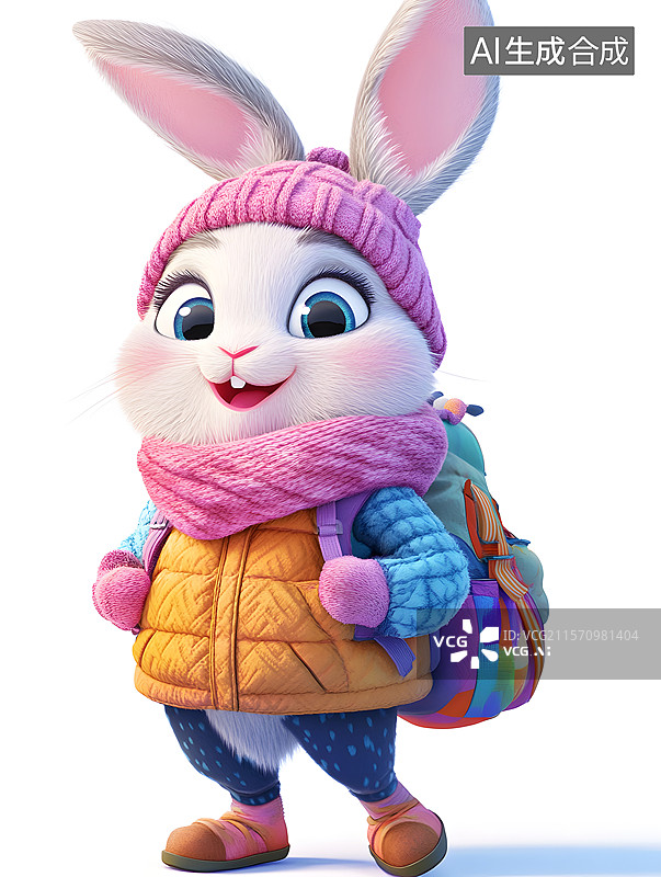 【AI数字艺术】兔子 书包图片素材