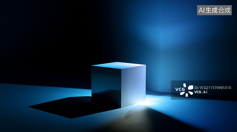 【AI数字艺术】光影交错立方体图片素材
