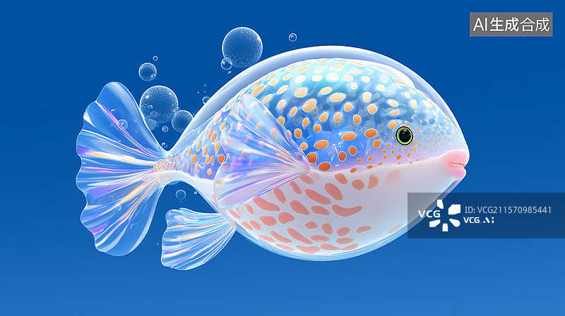 【AI数字艺术】梦幻斑点鱼水中游动插画图片素材