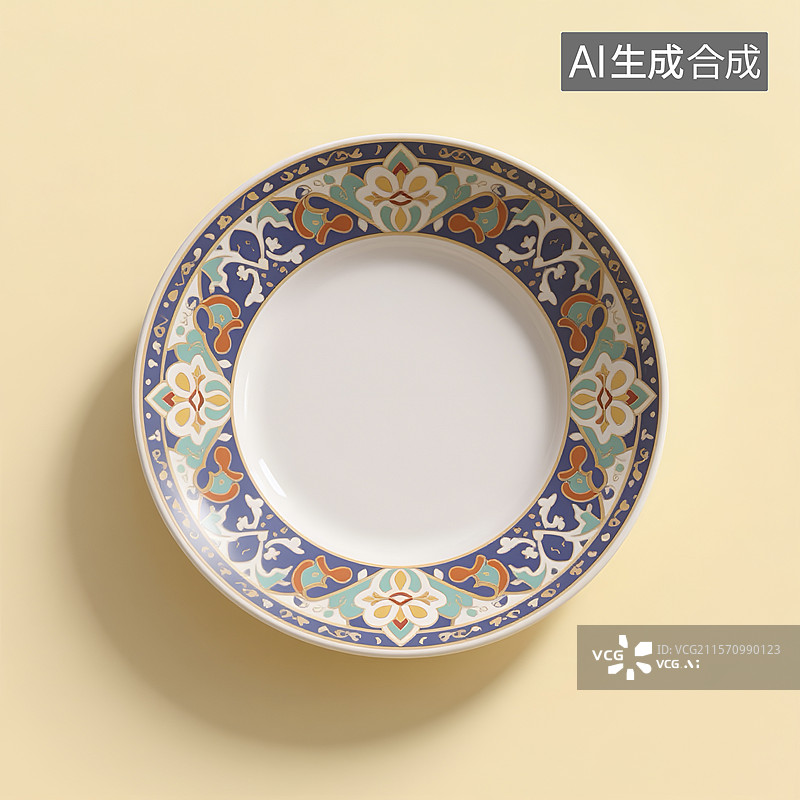 【AI数字艺术】多彩曼陀罗花纹装饰盘图片素材