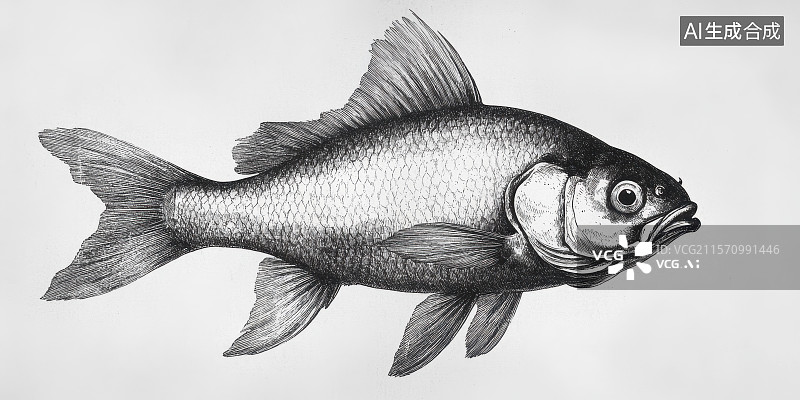 【AI数字艺术】手绘简笔画鱼类形状图片素材