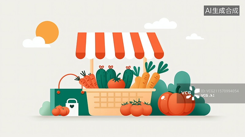 【AI数字艺术】农贸市场新鲜蔬菜图片素材