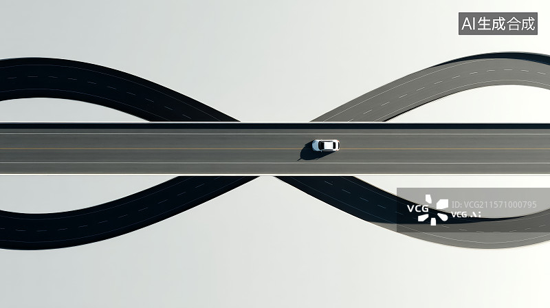 【AI数字艺术】黑白交错无限循环公路创意视觉图图片素材