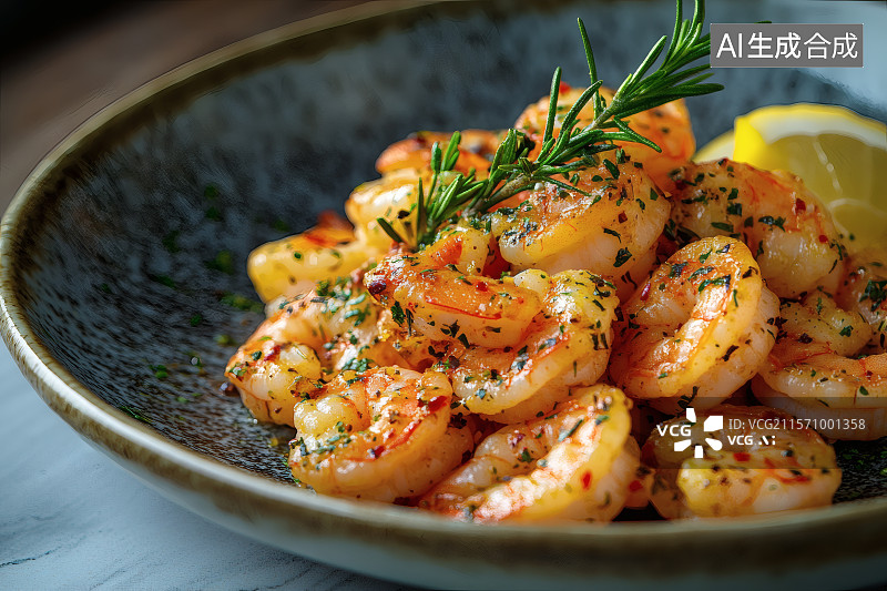 【AI数字艺术】一盘美味的基围虾虾尾图片素材