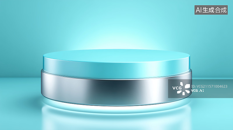 【AI数字艺术】蓝色圆形平台展示台图片素材