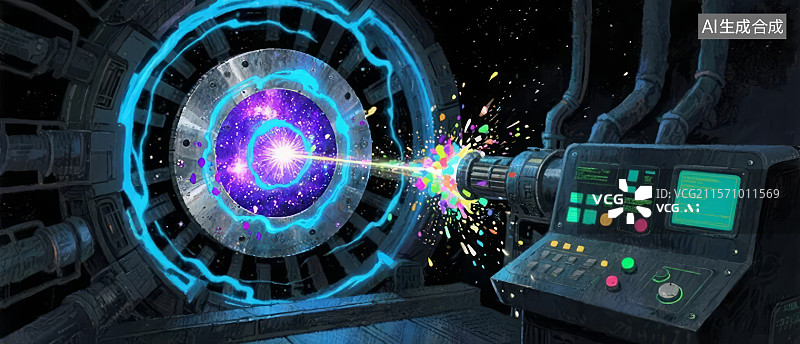 【AI数字艺术】科幻装置激活，能量漩涡显现图片素材