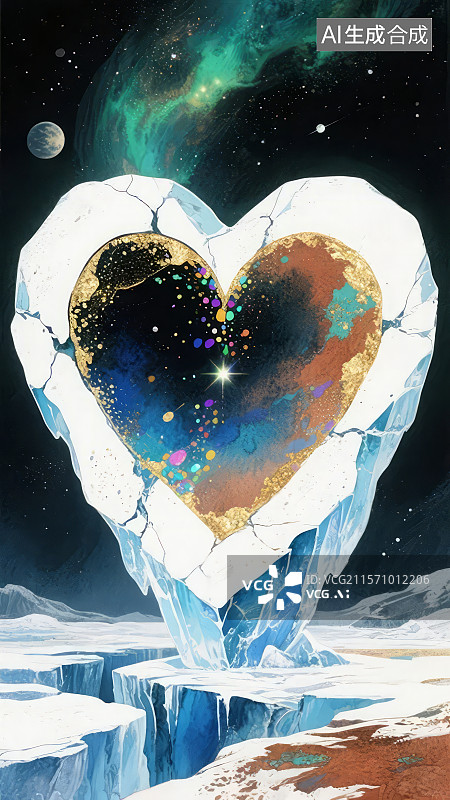 【AI数字艺术】宇宙之心：冰封的星河图片素材