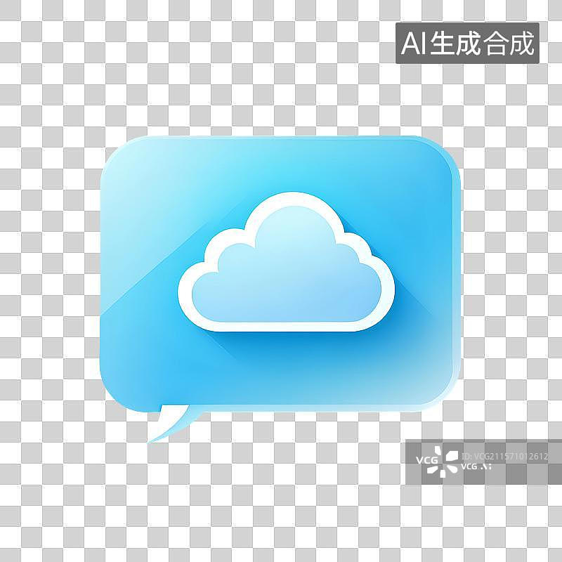 【AI数字艺术】3D渲染，蓝色云对话框，云朵，沟通联系图片素材
