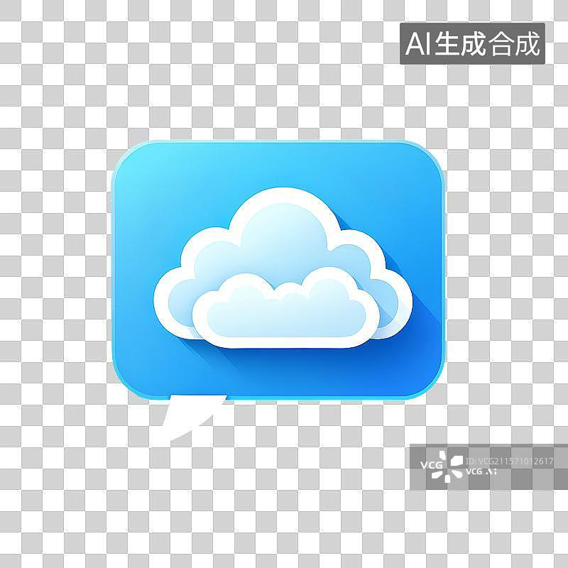 【AI数字艺术】3D渲染，蓝色云对话框，云朵，沟通联系图片素材