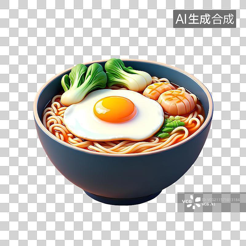 【AI数字艺术】3D渲染，一碗米粉，米线，螺蛳粉，拉面，面条，麻辣小面，中式传统美食免抠元素图片素材