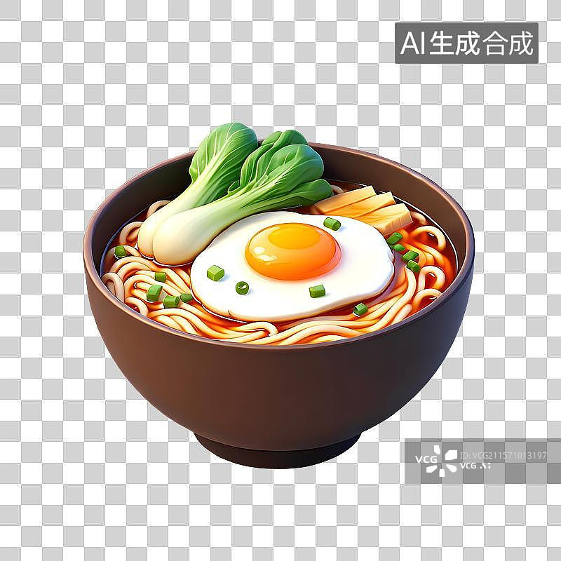 【AI数字艺术】3D渲染，一碗米粉，米线，螺蛳粉，拉面，面条，麻辣小面，中式传统美食免抠元素图片素材