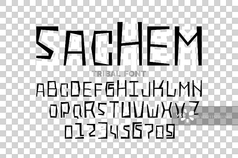 萨奇姆部落民族风格字体设计字母表图片素材