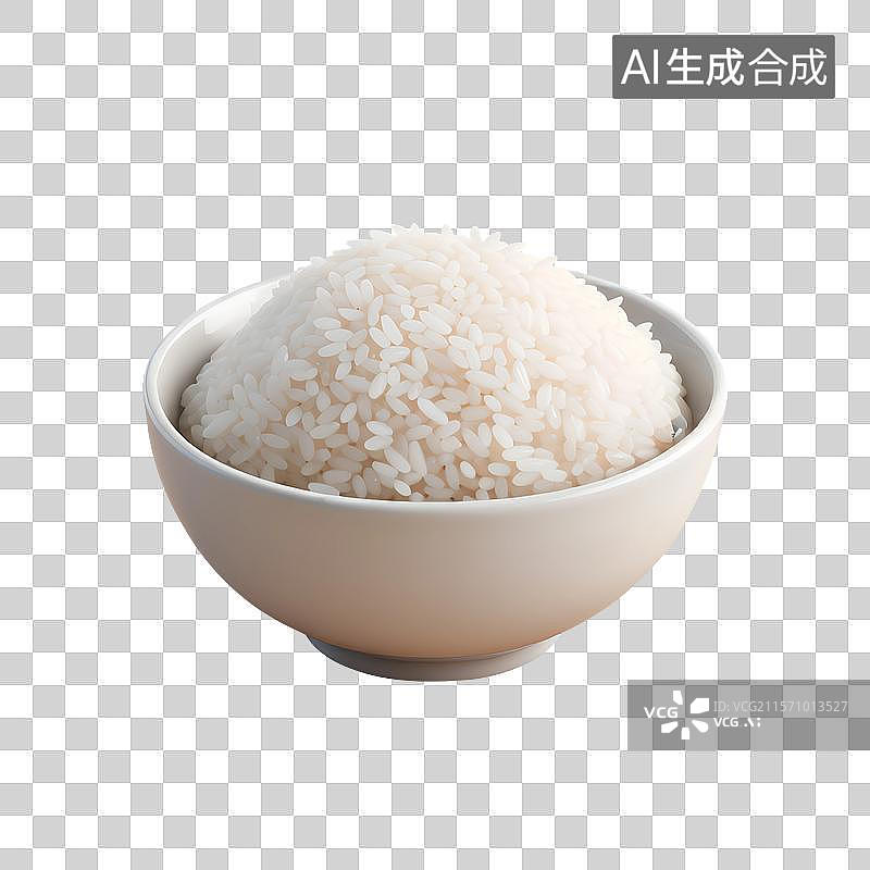 【AI数字艺术】3D渲染，一碗米饭，粳米主食免抠元素图片素材