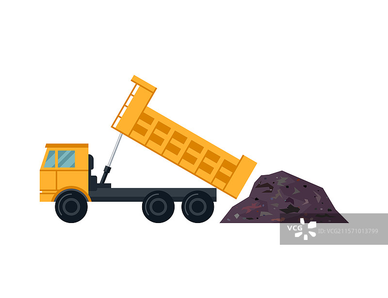 倾卸垃圾的平面图标自卸卡车图片素材