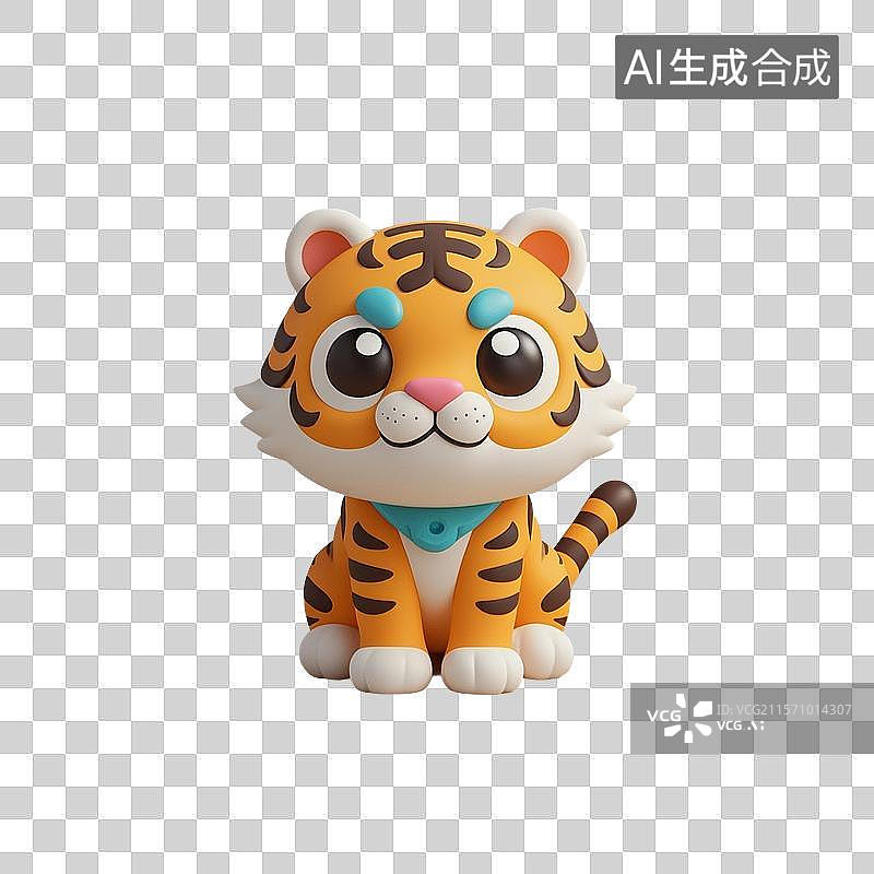 【AI数字艺术】3D渲染，中国风老虎，老虎，老虎玩具，虎年，十二生肖，免抠元素图片素材