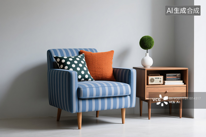 【AI数字艺术】简约角落：复古与自然的惬意邂逅图片素材