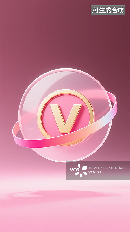 【AI数字艺术】闪耀 V 字母标：金色的荣耀标识图片素材