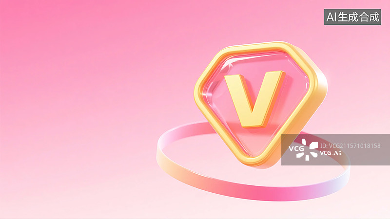 【AI数字艺术】闪耀 V 字母标：金色的荣耀标识图片素材