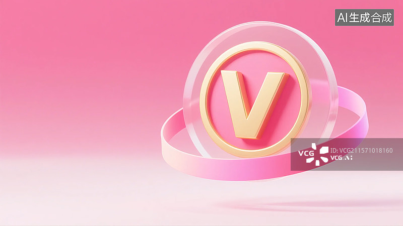 【AI数字艺术】闪耀 V 字母标：金色的荣耀标识图片素材