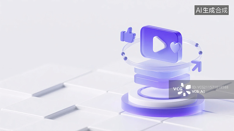 【AI数字艺术】科技感的播放标识图片素材
