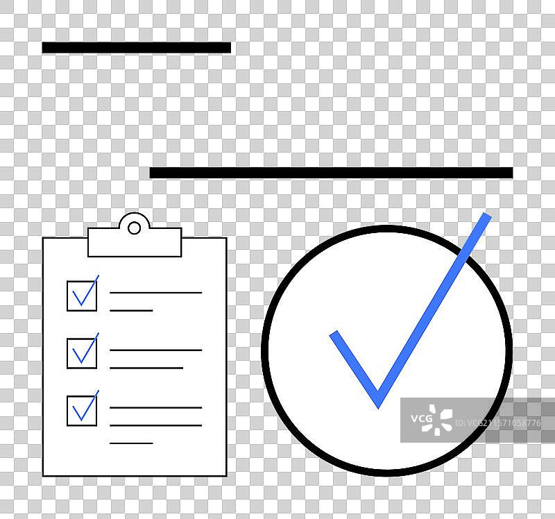 清单和蓝色勾号强调完成情况图片素材