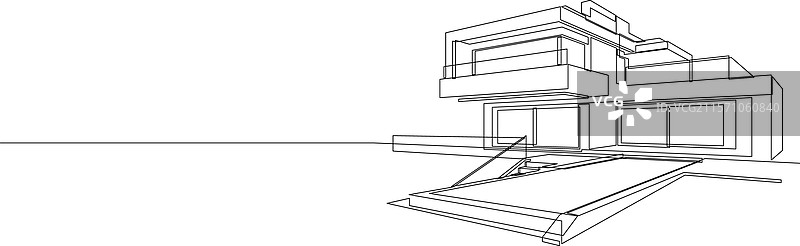 一笔连画的平顶房屋图片素材