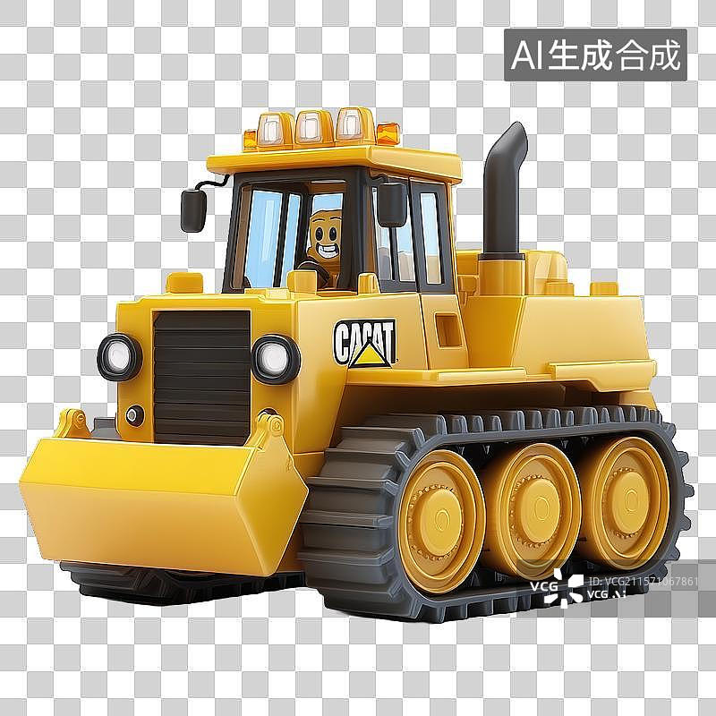 【AI数字艺术】黄色履带式推土机玩具模型图片素材