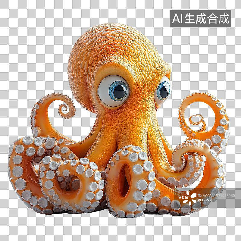 【AI数字艺术】橙色卡通章鱼图片素材