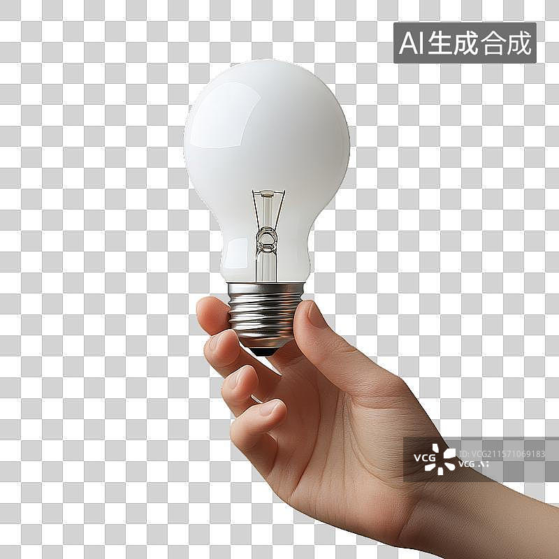 【AI数字艺术】手握灯泡图片素材