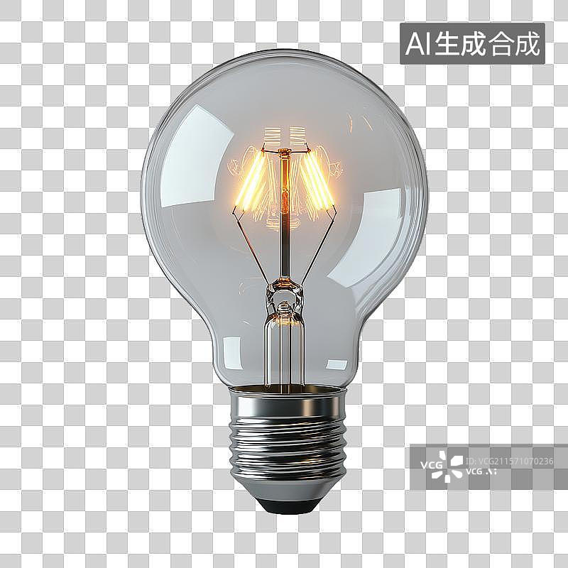 【AI数字艺术】发光的透明灯泡图片素材