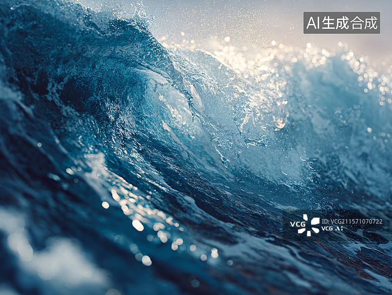 【AI数字艺术】海浪的澎湃与力量图片素材