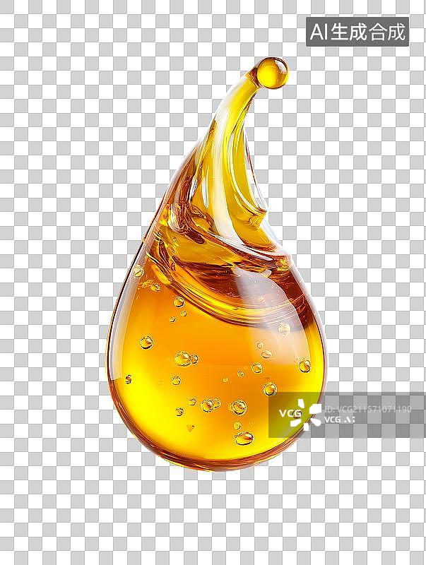 【AI数字艺术】【免抠png素材】一滴金色的精油精华液图片素材