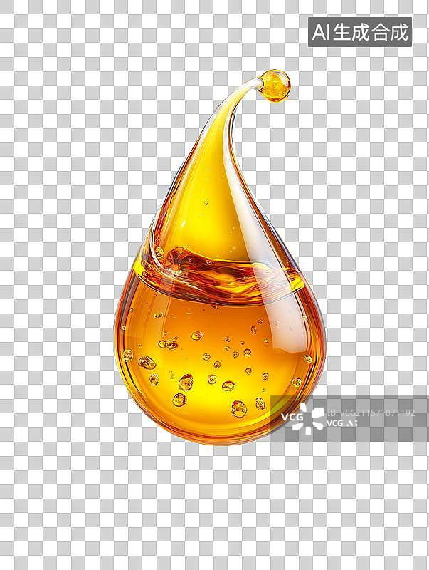 【AI数字艺术】【免抠png素材】一滴金色的精油精华液图片素材
