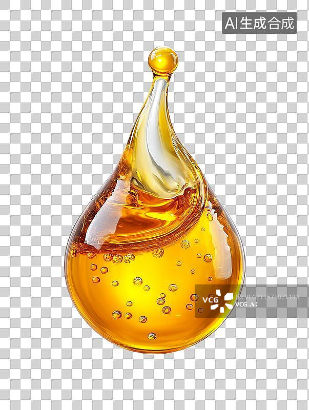【AI数字艺术】【免抠png素材】一滴金色的精油精华液图片素材