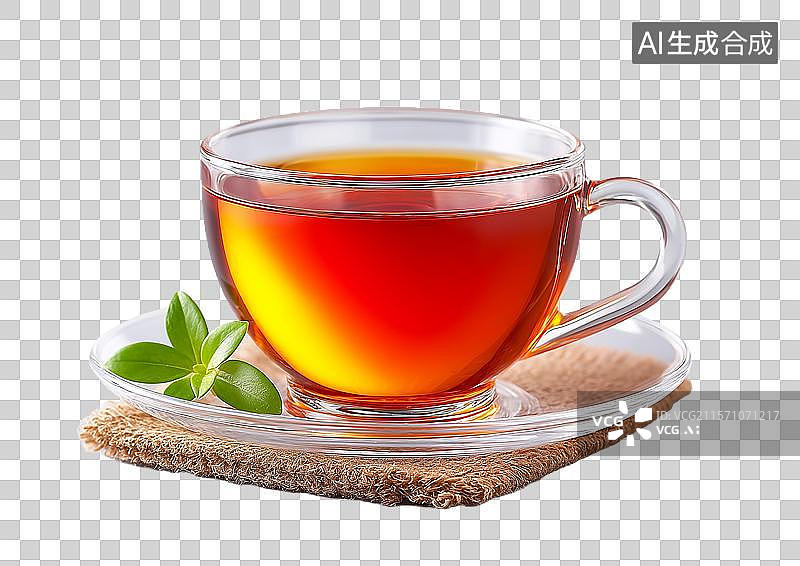 【AI数字艺术】【免抠png素材】一杯盛满茶水的玻璃杯图片素材