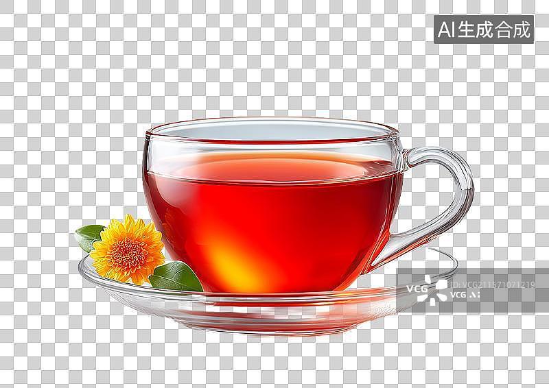 【AI数字艺术】【免抠png素材】一杯盛满茶水的玻璃杯图片素材