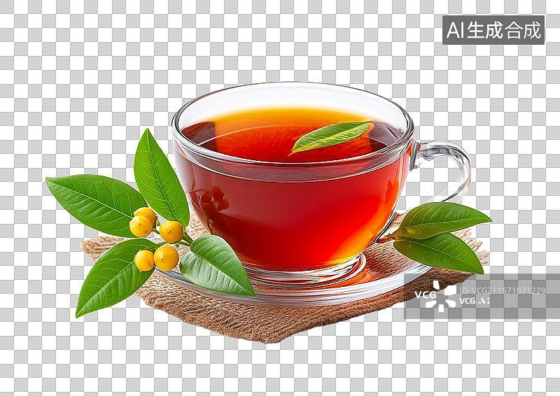 【AI数字艺术】【免抠png素材】一杯盛满茶水的玻璃杯图片素材