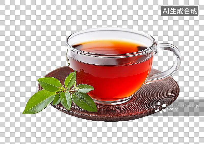 【AI数字艺术】【免抠png素材】一杯盛满茶水的玻璃杯图片素材