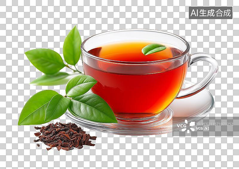 【AI数字艺术】【免抠png素材】一杯盛满茶水的玻璃杯图片素材
