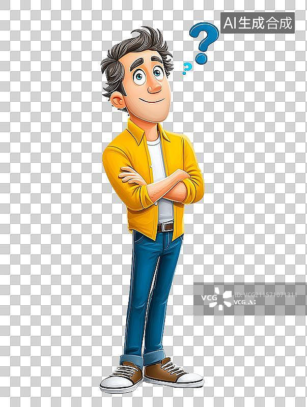【AI数字艺术】【免抠png素材】一个困惑的男人图片素材