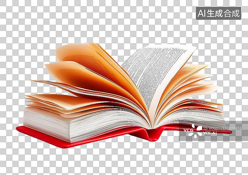 【AI数字艺术】【免抠png素材】一本打开的书籍图片素材