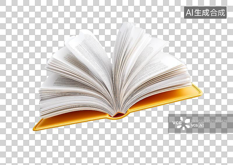 【AI数字艺术】【免抠png素材】一本打开的书籍图片素材