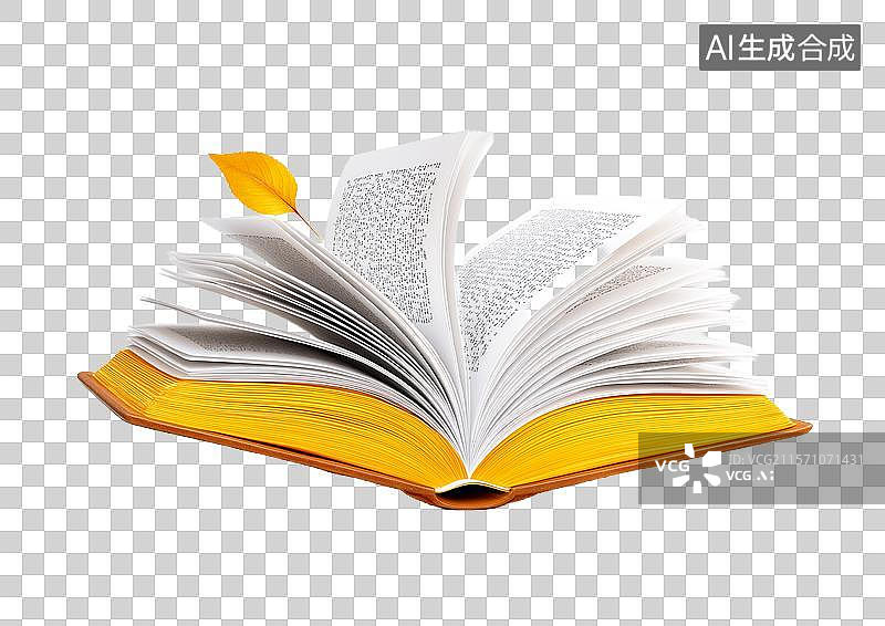 【AI数字艺术】【免抠png素材】一本打开的书籍图片素材