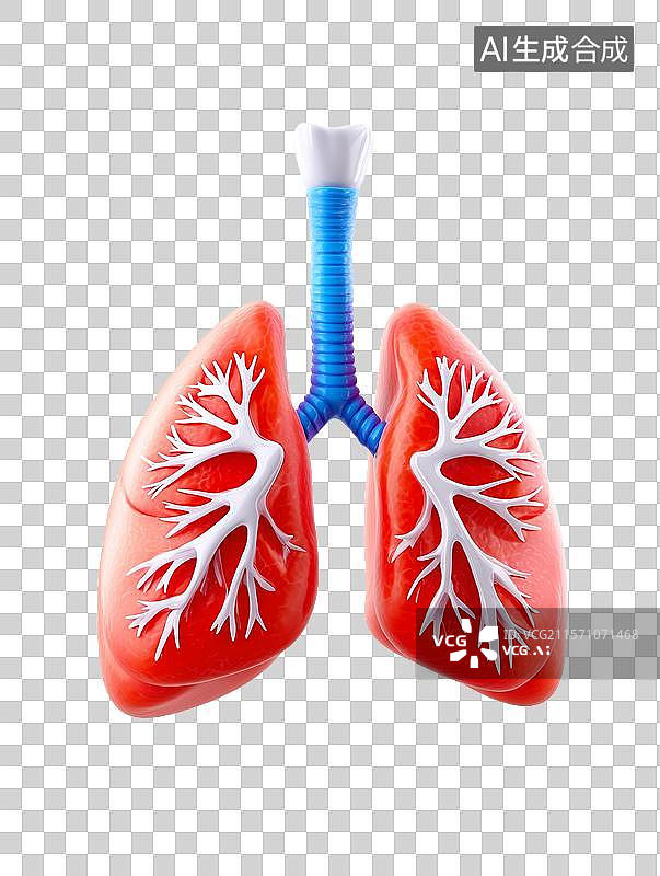【AI数字艺术】【免抠png素材】白底背景上的肺部模型图片素材