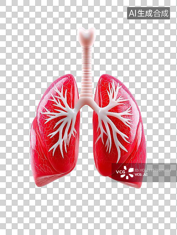 【AI数字艺术】【免抠png素材】白底背景上的肺部模型图片素材
