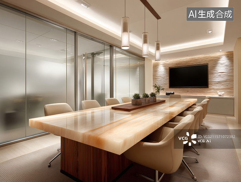 【AI数字艺术】现代简约会议室图片素材